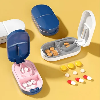 Mažų Tablečių Cutter Nešiojamų Medicina Lauke Pill Tabletės Indą Vandeniui Kelionės Atveju Tablečių Splitter Gabalai Vitaminų Tabletės
