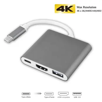 3 1. Tipas-C-HDMI-suderinama Hub adapte Kabelis Konverteris, Skirtas Apple Macbook USB 3.1 