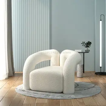 Nordic Light Luxury Šeimos Viena Sofa Kambarį Tingus Sofa Laisvalaikio Kėdė Ėriukų Aksomo Dizaineris Tigras Kėdės Miegamojo Kėdė