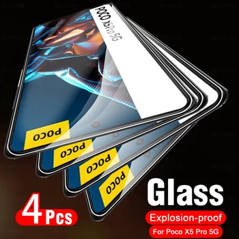 Stiklinis Už Xiaomi Poco X5 Pro 5G 4Pcs Screen Protector, Grūdintas Stiklas Fosu PocoX5Pro PocoX5 X5Pro Poko Pocco X 5 6.67