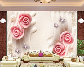 beibehang tapetų sienos, 3 d mados gražus romantiškas pearl rose butterfly tekstūros tapetai, freskos fone behang