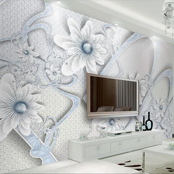 wellyu Šiuolaikinės minimalistinės estetikos šviežių gėlių TV fono sienos užsakymą didelės freskos žalia tapetai papel de parede freskos