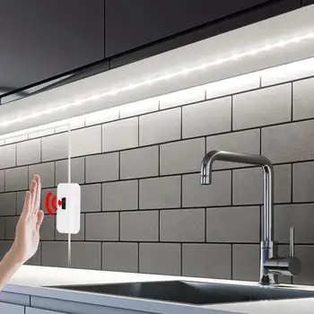 Rankų Valymo Judesio Jutiklis Virtuvės LED šviesos Juostelės USB 5V 1m-5m Pažangus Sensorius Jungiklis lempos miegamojo Spintos spintos namuose, LED apšvietimas