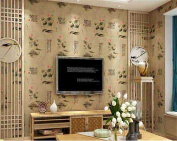 beibehang Naujas Kinijos retro lotus lapų neaustinių ekrano užsklanda gyvenimo kambario, miegamasis fono sienos restoranas parduotuvė papel de parede