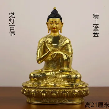 Grynas varis, paauksuota deginant lempa senovės Budos statula papuošalai Rulai Buda Tibeto Nepalo Tantros