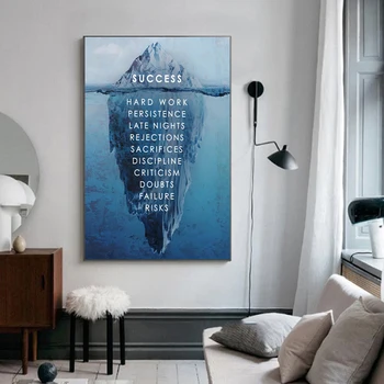 Iceberg Sėkmės Šiaurės Plakatai, Drobė, Tapyba Kraštovaizdžio Motyvacinį Citata Cuadros Sienos Menas Nuotraukas Kambarį Decoe