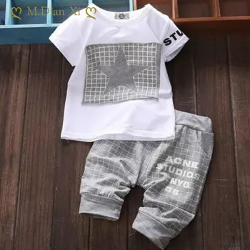 Berniuko kailyje Vasaros Vaikų Drabužių Rinkinys, T-marškinėliai + Kelnės Dviejų dalių Star Spausdinti Vaikų Sporto SuitFashionClothes