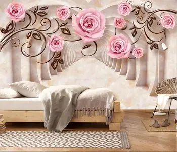 Individualizuotos fono paveikslėlį marmuro freskos 3D stereo akmens sofa-lova, TV foną, sienos popieriaus namų puošybai rožių gėlių tapybos 3d tapetai