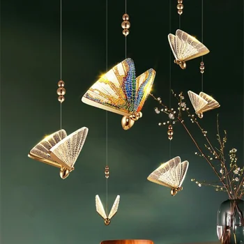 Šiuolaikinės Crystal Butterfly Pakabukas Lempa, Naktiniai Restoranas, Miegamojo, Virtuvės, Apšvietimo Juosta Kabinti Apdailos Šviesos Diodų (Led) Laiptai