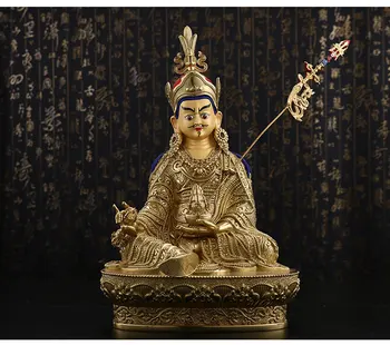 5A+ GERA 33CM didelės # NAMŲ Šventykla efektyvių Apsaugos Indijos, Tibeto AUKSO Geltonos Jambhala Dievo turtų mammon budos statula