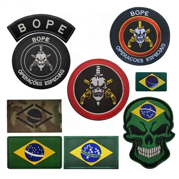 Brazilijos Vėliava Išsiuvinėti Pleistrai BOPE Specialiųjų Pajėgų Armbands Karinis Taktinis Pleistras 