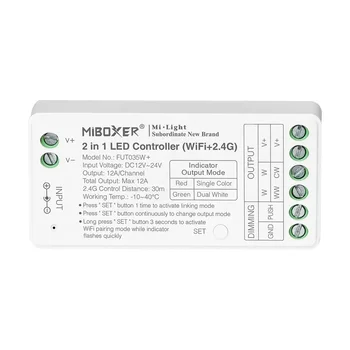 Miboxer FUT035W+ 2 in 1 WiFi 2.4 G, Vienos Spalvos ir du baltos spalvos LED Valdiklis;Smart Muzikos Tuya APP Valdymas Balsu