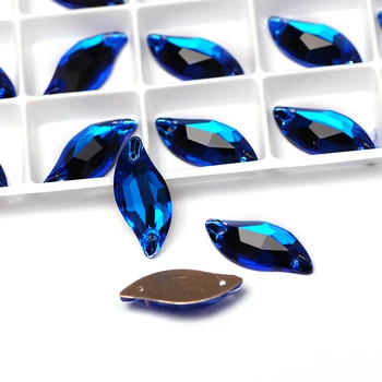 Didmeninė Capri Blue Lapų Formos Flatback Cirkonio Siuvimo Priėmimo Granules, Grožio Reikmenys Medžiaga Rankdarbiams 