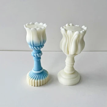 3D Tulpių Žvakidė Turėtojas Formų Gėlių Kvapus Silikono Formų Priėmimo 