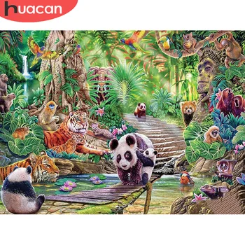 HUACAN Diamond Mozaikos Panda Gyvūnų 5D 