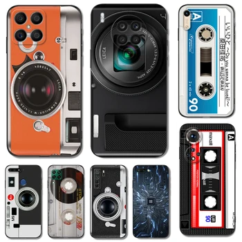 Juoda tpu Case For Garbę 8a Premjero 8s 9 10X Lite 9A 9C 9X Premium Pro 9S Padengti Vintage Camera
