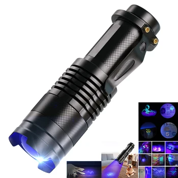 ZK30 UV LED Žibintuvėlis Mini LED Žibintuvėlis 395nm lempos Bangos ilgis yra Violetinės Šviesos Zoomable Augintinio Šlapimo Skorpionas Moteriškas Detektorius