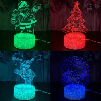 Kalėdų serija, spalvinga 3D naktį šviesos diodų (LED jutiklinis nuotolinio valdymo kūrybos dovana, stalo lempa mėnulio lempa, judesio jutiklis šviesos naktį