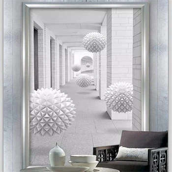 wellyu Užsakymą tapetai freska 3D foto freskomis apvalus kamuolys laiptai kambarį prieškambario įėjimo tapetai, 3d papel de parede