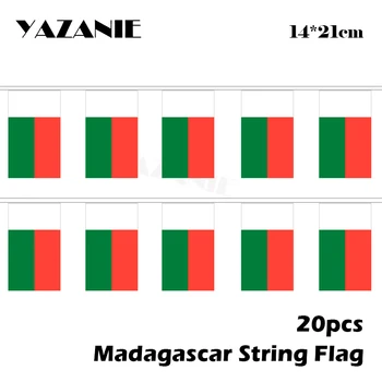 YAZANIE 14*21cm 20PCS 5Meter Madagaskaras Šalies String Vėliavos Starta Nacionalines Vėliavas Starta Reklama Festivalis Namų Puošybai