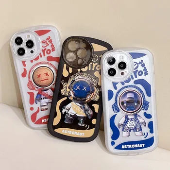 Animacinių filmų laisvų Rankų įranga Astronautas Telefono dėklas Skirtas iPhone 14 13 12 11 Pro Max Mini XS XR 7 8 Plus atsparus smūgiams Apsaugos Galinį Dangtelį