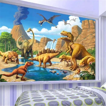 beibehang papel de parede Užsakymą tapetai 3d freskos fantazijos ežero dinozauro tyrannosaurus vaikų kambario fonas