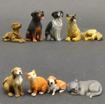 1/35 mastelis miniatiūros Gyvūnai, Šunys, 8 smėlio stalo modelis scenos Dervos Modelio Rinkinio pav Nemokamas Pristatymas