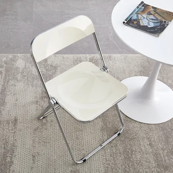 Grindų Metalo Valgomojo Kėdės Akrilo Lankstymo Šiaurės Permatomas Valgomojo Kėdės Dizainas Modernus Chaises Salle Ėdžiose Dinings Kėdės Rinkinys