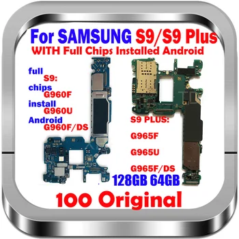 Pagrindinis Logika valdybos Samsung Galaxy S9 PLUS G965F G960F G9600 G9650 G960U G965U Su Mikroschema, Originalus, Atrakinta 64G 128G Plokštė