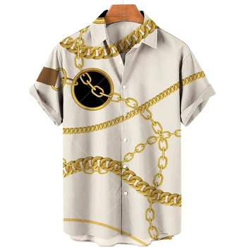 Naujas Mados Vasaros Drabužiai, vyriški Marškiniai, Didelis Aukso Grandinės 3d Shirt Mens trumpomis Rankovėmis Viršūnes Prabangių Drabužių, Negabaritinių Drabužių 2023