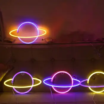 Planetos Formos Didelio Ryškumo Spalvinga LED Šviesos Neonas Pasirašyti Lempos Apdaila, Vestuvių Naktį, Šviesos Sienos Kabo Dekoro