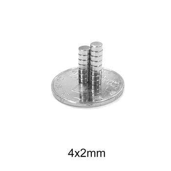 100~2000pcs 4x2 Reti Žemės Magnetai Dia 4x2mm Maži, Apvalūs Magnetai 4mm*2mm Nuolatinis Neodimio Magnetai 4*2 stiprus magnetas Diskas