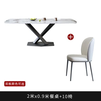 Pistoletas pilkos spalvos ryškios roko plokštė valgomojo stalas, kėdės italijos minimalistinio ekstravagantiškas modernus minimalistinio dizaineris pietų stalo