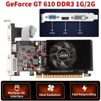 GT610 1G/2G Vaizdo plokštė PCIE 2.0 X16 NVIDIA GeForce GT 610 DDR3 vaizdo plokštė VGA HD DVI 64Bit 1800MHz GT610 GPU Stalinį Kompiuterį