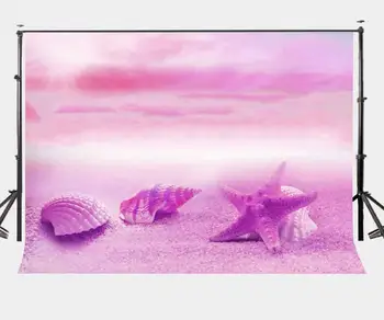 7x5ft Paplūdimio Scena Fone Gražių Kriauklių Fone Ultravioletinės Spalvos Fotografijos Fone