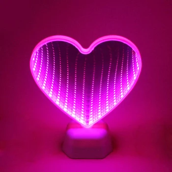 3D LED Naktį, Šviesos, Meilės Širdies Lempos Abi Pusės Veidrodėlis, Skirtas Namų Miegamajame Valentino Diena, Vestuvių Dekoravimas Vaikas, Vaikai Mergina Dovanos