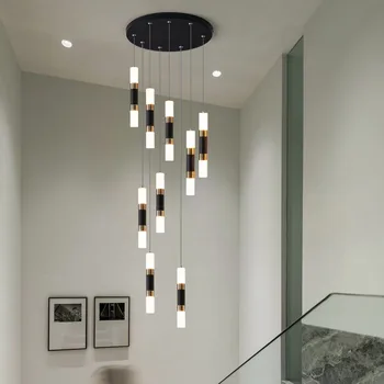 Pakabukas Šviesos Šiuolaikinės Ilgai Kristalų LED Šviestuvo Už Laiptai, Prabangūs Cristal Didelių Laiptų LightingMinimalism Patalpų Kabo Lempa