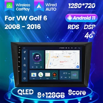 2 din 1280x720 Automobilio Radijo Vaizdo Volkswagen Golf 6 2006 M. - 2018 Navigacijos GPS Galvos Vienetas Autoradio Garso Stero Android 11 128G