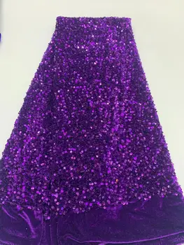 2023 Pop China 3D Violetinė china Aksomo, Nėrinių audinys Šalis Suknelė Nuotakos Afrikos George Aksomo, Nėrinių audinys medžiaga YYZ7993