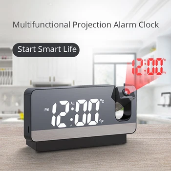 Naktiniai LED Elektroniniai Projektorius 180° Projekcija Projection Alarm Miegamasis Laikrodis Skaitmeninis Signalo Stalo laikrodis Laikrodis Laiką su