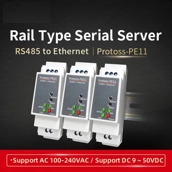 DIN-Rail Nuoseklusis Prievadas RS-485 Su Ethernet Converter Prietaisą Serverio Protoss-PE11 AC110V~220V arba DC Paramos Modbus MQTT