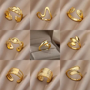Nerūdijančio Plieno Žiedai, Moterų, Vyrų, Aukso Spalvos Sužadėtuvių Vestuves Žiedas Moteris Vyras Pirštu Naujas 2023 Papuošalai Dovana