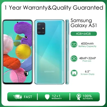 Originalus, Atrakinta Samsung Galaxy A51 A515F Octa-core Dual Sim 4GB RAM+64GB 48MP 6.5