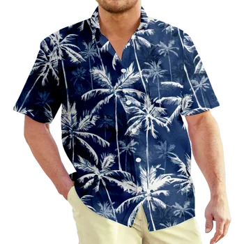 Kokoso Marškinėliai Vyrams Moterys Mados Negabaritinių Palaidinė Vyrų Atvartas Marškinėliai Paplūdimys Camisas Vyrų Drabužiai Havajų Marškinėliai savo Ruožtu Per Antkaklis