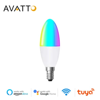 AVATTO Tuya 5W WiFi/Zigbee Smart Žvakių Lemputė su Smart Gyvenimą PROGRAMĄ Nuotoliniu būdu, RGB Led Lempos, Lemputės, šviesos srautą galima reguliuoti,Dirba su Alexa,Google Namuose