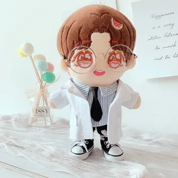 NAUJAS 20cm lėlės drabužiai Gydytojo baltas kailis akinius necktie batai, kostiumai, lėlės priedai Korėja Kpop EXO idol 