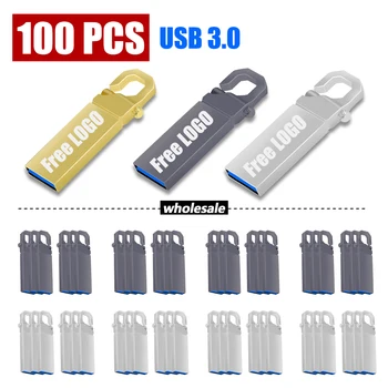 100vnt Metalo mini usb flash drive 16GB 32GB Pendrive USB3.0 128 gb 