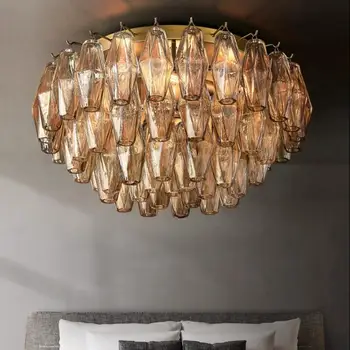 Post-modernus vario miegamojo lubų lempa prabangus miegamasis dizaineris paprasta Amerikos kambarių stiklo lempa