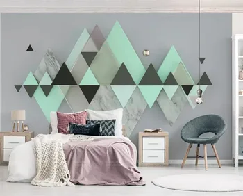 wellyu Užsakymą tapetai naujas 3d freskos обои naują geometrinių trikampis žalsvas fonas sienos dokumentų namų dekoro 3d papel de parede