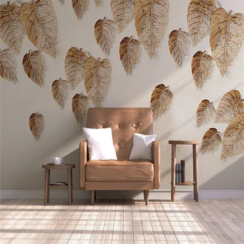 beibehang Modernus minimalistinio 3d aukso lapai Šiaurės šalių sienos užsakymą didelės freskos tapetai papel de parede para quarto
